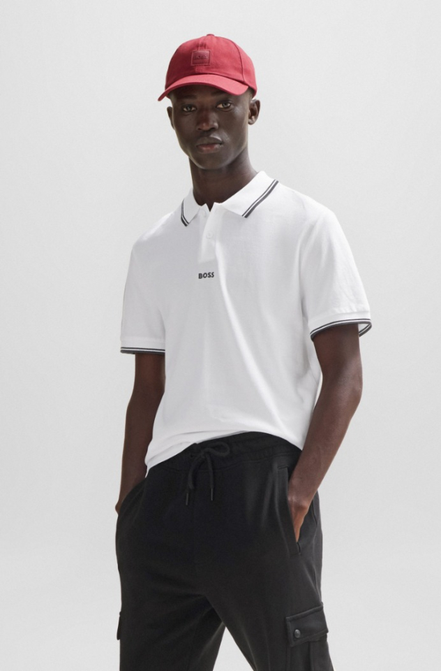 Polo en piqué de coton avec logo contraste - HUGO BOSS - 50468843 - Hugo Boss