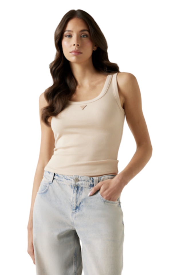 Camisole côtelé avec écusson triangle - GUESS 