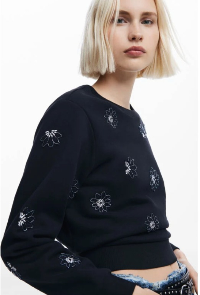Sweat-shirt fleurs bijoux - DESIGUAL 