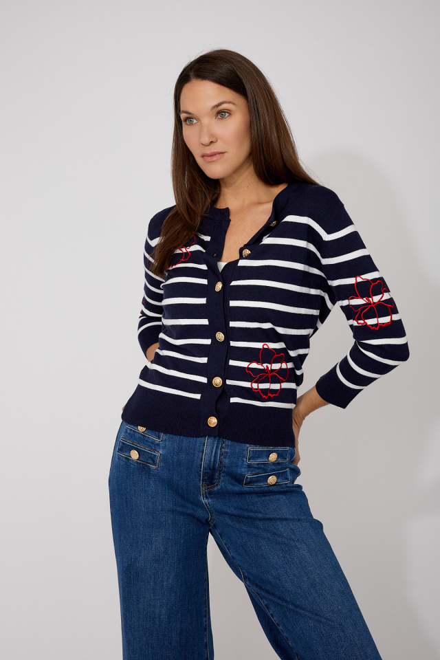 Cardigan Rayé Élégant – FRANK LYMAN - 266553 - Frank Lyman