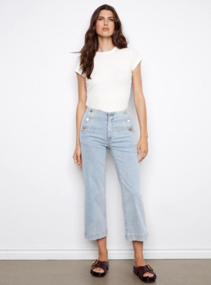 Jean extensible avec boutons sur le côté - CHARLIE B 