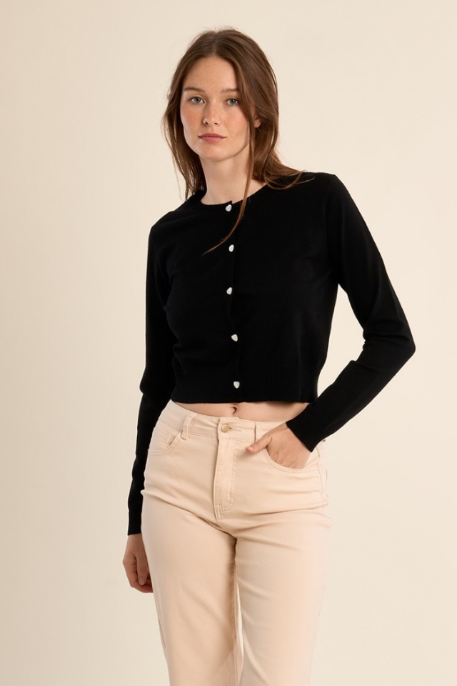 Cardigan boutonné, détails coeur - MOLLY BRACKEN - E1725EP - Molly Bracken