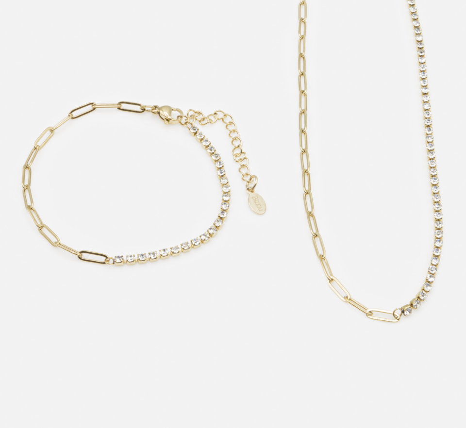 Collier et boucles d'oreilles argentés avec zircons cubiques en acier inoxydable - 629248044821 - Boutique