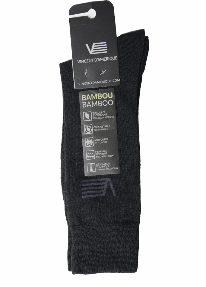 Bas basique en bambou avec logo - VINCENT D'AMÉRIQUE - - Vincent d'Amérique