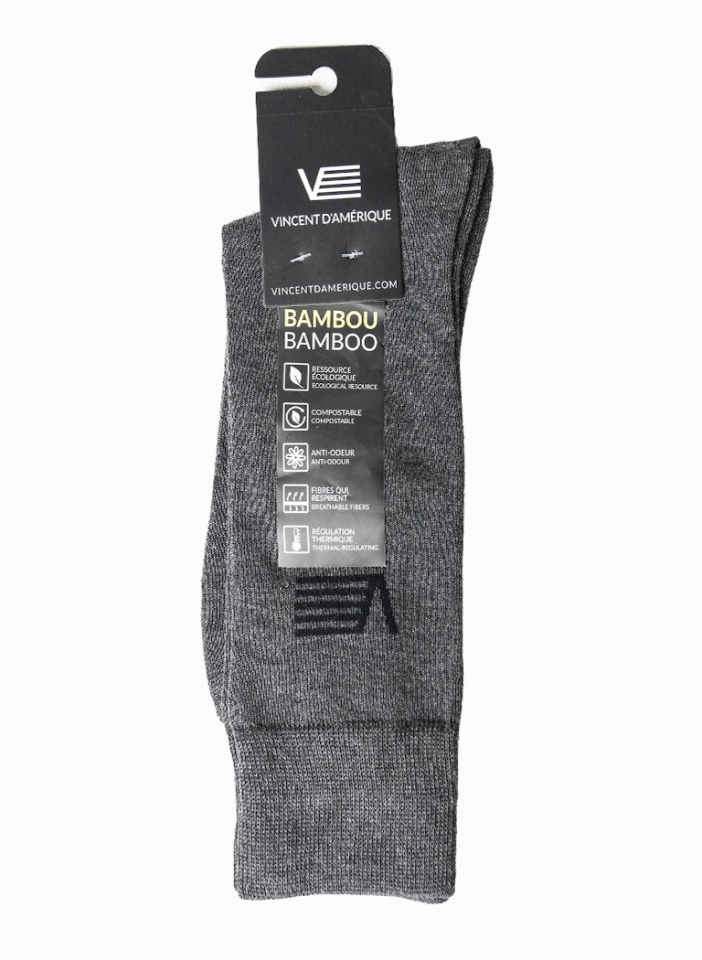 Bas basique en bambou avec logo - VINCENT D'AMÉRIQUE - - Vincent d'Amérique